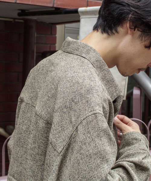 GLOSTER（グロスター）の「【GLOSTER/グロスター】ツイードパナマミリタリービッグシャツ オーバーシルエット（シャツ/ブラウス・メンズ・ブラック/ベージュ/オリーブ・M/L/S）」の11枚目の写真