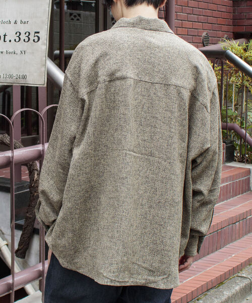 GLOSTER（グロスター）の「【GLOSTER/グロスター】ツイードパナマミリタリービッグシャツ オーバーシルエット（シャツ/ブラウス・メンズ・ブラック/ベージュ/オリーブ・M/L/S）」の12枚目の写真