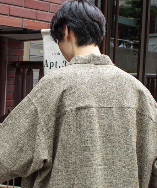 GLOSTER（グロスター）の「【GLOSTER/グロスター】ツイードパナマミリタリービッグシャツ オーバーシルエット（シャツ/ブラウス・メンズ・ブラック/ベージュ/オリーブ・M/L/S）」の13枚目の写真