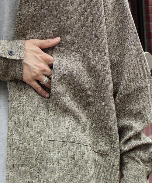 GLOSTER（グロスター）の「【GLOSTER/グロスター】ツイードパナマミリタリービッグシャツ オーバーシルエット（シャツ/ブラウス・メンズ・ブラック/ベージュ/オリーブ・M/L/S）」の14枚目の写真