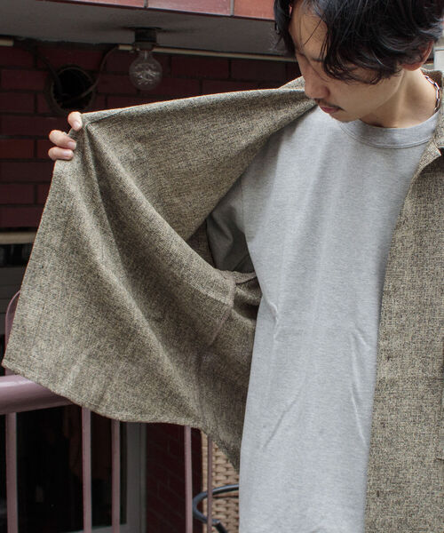 GLOSTER（グロスター）の「【GLOSTER/グロスター】ツイードパナマミリタリービッグシャツ オーバーシルエット（シャツ/ブラウス・メンズ・ブラック/ベージュ/オリーブ・M/L/S）」の15枚目の写真