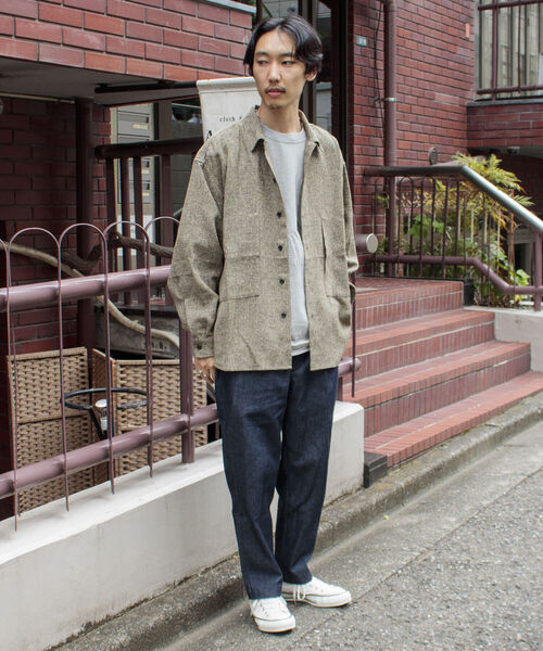 GLOSTER（グロスター）の「【GLOSTER/グロスター】ツイードパナマミリタリービッグシャツ オーバーシルエット（シャツ/ブラウス・メンズ・ブラック/ベージュ/オリーブ・M/L/S）」の16枚目の写真