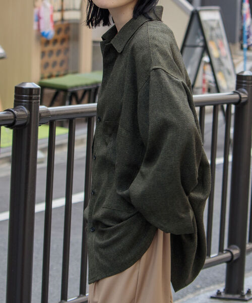 GLOSTER（グロスター）の「【GLOSTER/グロスター】ツイードパナマミリタリービッグシャツ オーバーシルエット（シャツ/ブラウス・メンズ・ブラック/ベージュ/オリーブ・M/L/S）」の20枚目の写真