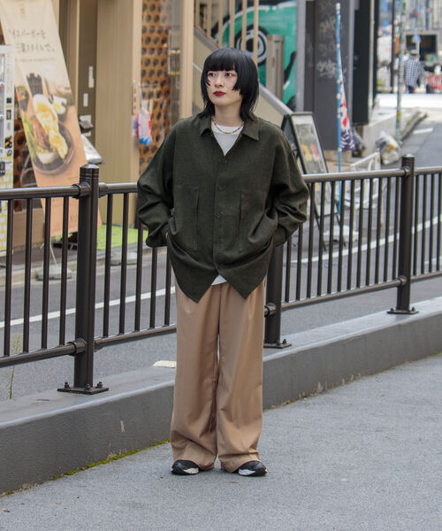 GLOSTER（グロスター）の「【GLOSTER/グロスター】ツイードパナマミリタリービッグシャツ オーバーシルエット（シャツ/ブラウス・メンズ・ブラック/ベージュ/オリーブ・M/L/S）」の22枚目の写真