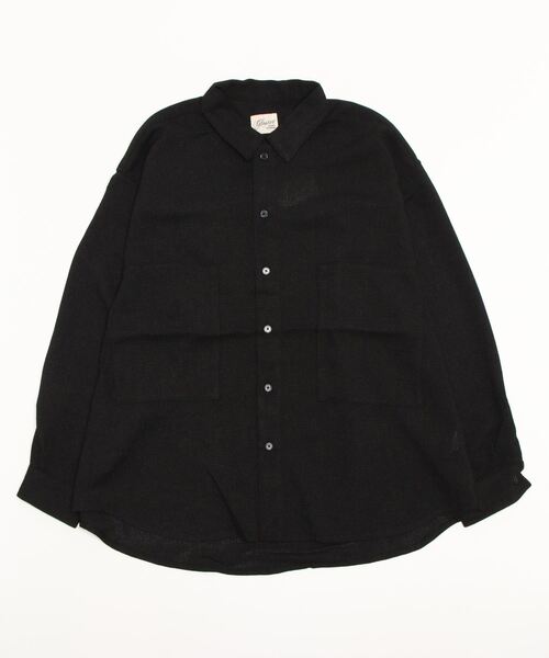 GLOSTER（グロスター）の「【GLOSTER/グロスター】ツイードパナマミリタリービッグシャツ オーバーシルエット（シャツ/ブラウス・メンズ・ブラック/ベージュ/オリーブ・M/L/S）」の4枚目の写真