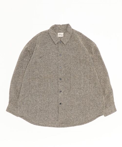 GLOSTER（グロスター）の「【GLOSTER/グロスター】ツイードパナマミリタリービッグシャツ オーバーシルエット（シャツ/ブラウス・メンズ・ブラック/ベージュ/オリーブ・M/L/S）」の6枚目の写真