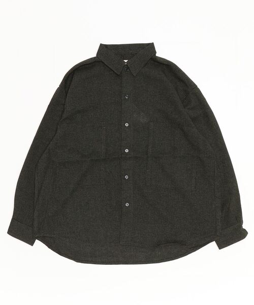 GLOSTER（グロスター）の「【GLOSTER/グロスター】ツイードパナマミリタリービッグシャツ オーバーシルエット（シャツ/ブラウス・メンズ・ブラック/ベージュ/オリーブ・M/L/S）」の5枚目の写真