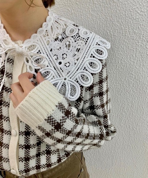 flower（フラワー）の「ビスケットチェックニット（ニット/セーター・レディース・ピンク/ブラウン/イエロー/ピンク系その他・FREE）」の12枚目の写真