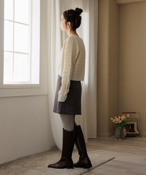 flower（フラワー）の「ビスケットチェックニット（ニット/セーター・レディース・ピンク/ブラウン/イエロー/ピンク系その他・FREE）」の15枚目の写真