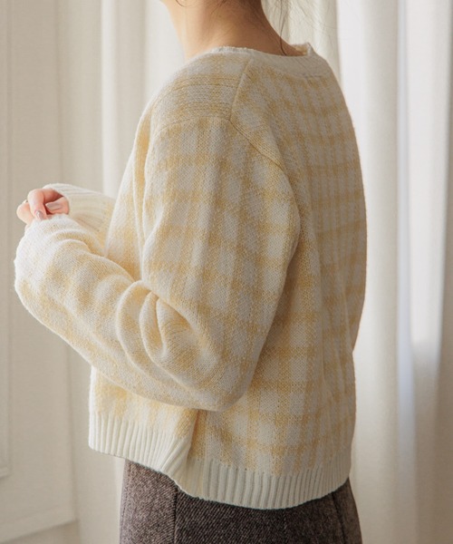 flower（フラワー）の「ビスケットチェックニット（ニット/セーター・レディース・ピンク/ブラウン/イエロー/ピンク系その他・FREE）」の17枚目の写真