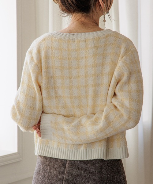 flower（フラワー）の「ビスケットチェックニット（ニット/セーター・レディース・ピンク/ブラウン/イエロー/ピンク系その他・FREE）」の20枚目の写真