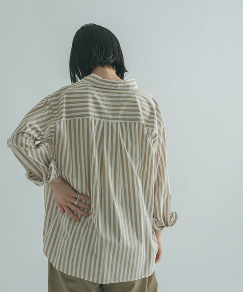 FORK&SPOON（フォークアンドスプーン）の「FORK&SPOON　ロンドンストライプシャツ（シャツ/ブラウス・レディース・ベージュ/ブルー・1）」の9枚目の写真