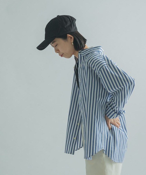 FORK&SPOON（フォークアンドスプーン）の「FORK&SPOON　ロンドンストライプシャツ（シャツ/ブラウス・レディース・ベージュ/ブルー・1）」の4枚目の写真