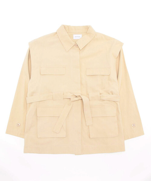 Doux archives（ドゥアルシーヴ）の「スイッチスリーブミリタリージャケット（ミリタリージャケット・レディース・チャコールグレー/ベージュ/カーキ・FREE）」の7枚目の写真