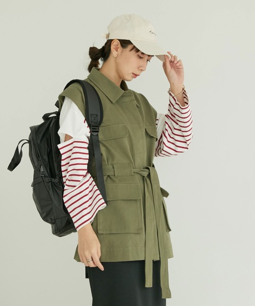 Doux archives（ドゥアルシーヴ）の「スイッチスリーブミリタリージャケット（ミリタリージャケット・レディース・チャコールグレー/ベージュ/カーキ・FREE）」の18枚目の写真