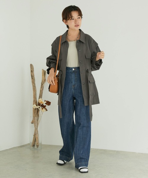 Doux archives（ドゥアルシーヴ）の「スイッチスリーブミリタリージャケット（ミリタリージャケット・レディース・チャコールグレー/ベージュ/カーキ・FREE）」の22枚目の写真