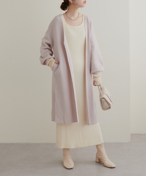 natural couture(ナチュラルクチュール)の「WEB限定/2022AWアイテム/ワイドリブニットワンピースセット(ワンピース・レディース・チャコールグレー/オフホワイト/グリーン/モカ・FREE)」の11枚目の写真