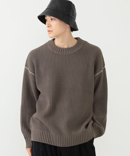 BEAMS HEART（ビームスハート）の「BEAMS HEART / 片畔編み クルーネックニット（ニット/セーター・メンズ・ブラック/グリーン系その他/ブルー系その他/ブラウン系その他5・SMALL/MEDIUM/LARGE）」の3枚目の写真