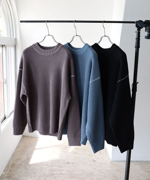 BEAMS HEART（ビームスハート）の「BEAMS HEART / 片畔編み クルーネックニット（ニット/セーター・メンズ・ブラック/グリーン系その他/ブルー系その他/ブラウン系その他5・SMALL/MEDIUM/LARGE）」の13枚目の写真