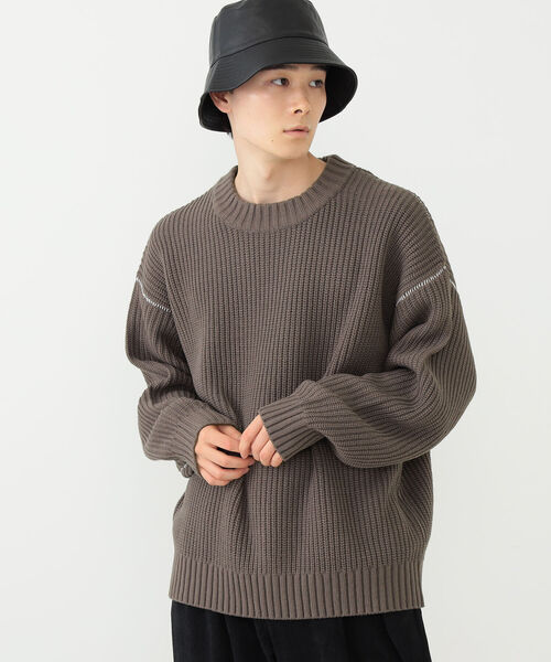 BEAMS HEART（ビームスハート）の「BEAMS HEART / 片畔編み クルーネックニット（ニット/セーター・メンズ・ブラック/グリーン系その他/ブルー系その他/ブラウン系その他5・SMALL/MEDIUM/LARGE）」の19枚目の写真