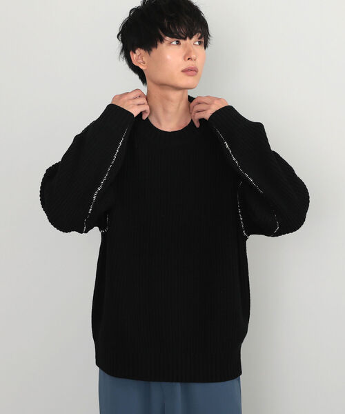 BEAMS HEART（ビームスハート）の「BEAMS HEART / 片畔編み クルーネックニット（ニット/セーター・メンズ・ブラック/グリーン系その他/ブルー系その他/ブラウン系その他5・SMALL/MEDIUM/LARGE）」の2枚目の写真