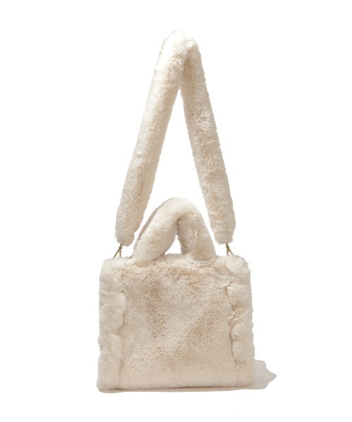 新品未使用】COACH カーゴ 34トート2way ふわもこ ファーアイボリー