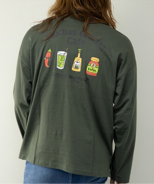 STYLEBLOCK(スタイルブロック)の「ビッグシルエットプリントロングTシャツ(Tシャツ/カットソー・メンズ・カーキ/ブラック/ホワイト/ホワイト系その他/ネイビー/ワイン・L/M/LL)」の4枚目の写真