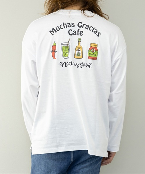 STYLEBLOCK(スタイルブロック)の「ビッグシルエットプリントロングTシャツ(Tシャツ/カットソー・メンズ・カーキ/ブラック/ホワイト/ホワイト系その他/ネイビー/ワイン・L/M/LL)」の18枚目の写真