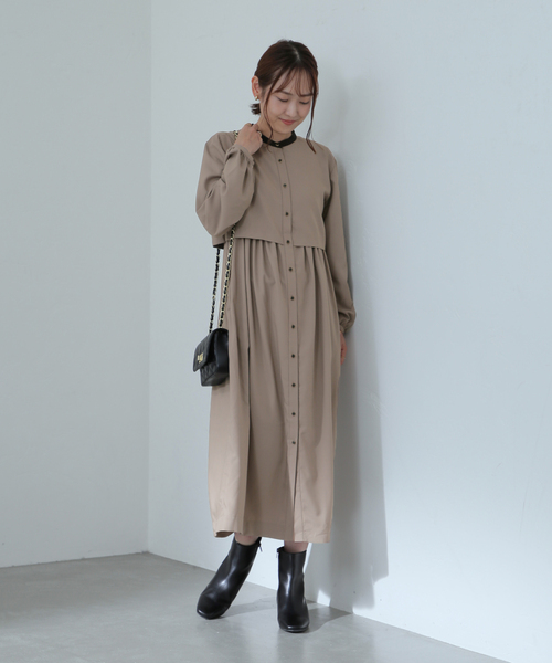 La TOTALITE（ラトータリテ）の「バイカラーシャツワンピース（ワンピース・レディース・ブルー系その他/ベージュ/ネイビー・FREE）」の7枚目の写真