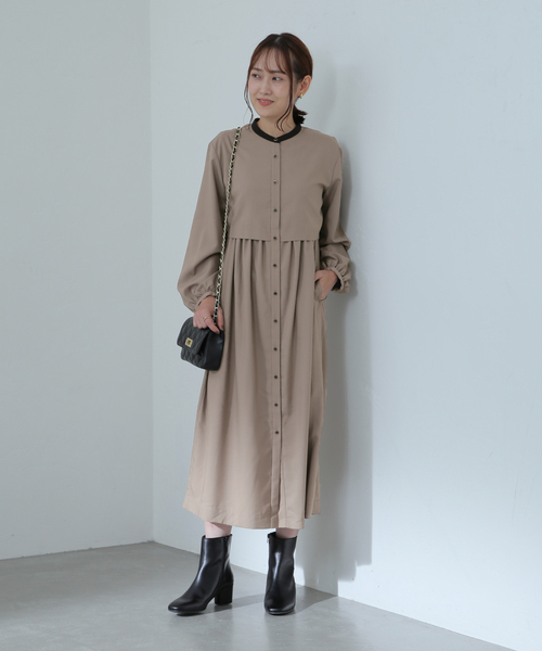 La TOTALITE（ラトータリテ）の「バイカラーシャツワンピース（ワンピース・レディース・ブルー系その他/ベージュ/ネイビー・FREE）」の8枚目の写真