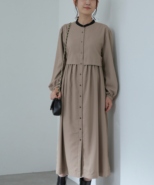 La TOTALITE（ラトータリテ）の「バイカラーシャツワンピース（ワンピース・レディース・ブルー系その他/ベージュ/ネイビー・FREE）」の11枚目の写真