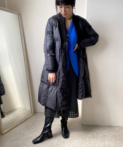 LHELBIE(レルビエ)の「衿ニットロングダウン(ダウンジャケット/コート・レディース・グリーン/ホワイト/ブラック・M)」の7枚目の写真