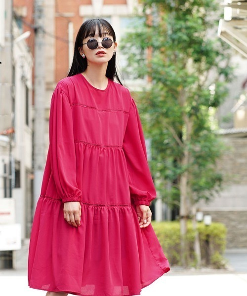 zootie（ズーティー）の「はしごレース ティアードワンピース（ワンピース・レディース・ロイヤルブルー/ブラック/ピンク・M）」の16枚目の写真