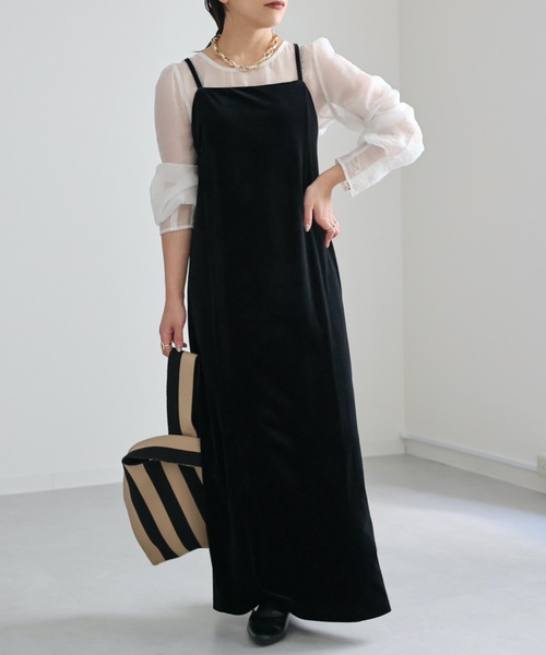 ap retro（アプレトロ）の「ベロアバックリボンキャミワンピース（ワンピース・レディース・グレイッシュベージュ/ブラック/ブラウン・FREE）」の6枚目の写真