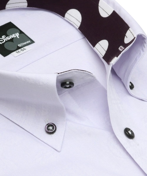 Disney（ディズニー）の「【Disney ディズニー】形態安定ノーアイロン ボタンダウン 長袖ビジネスワイシャツ（ビジネスシャツ・メンズ・ライトパープル・首回り37cm-裄丈80cm/首回り37cm-裄丈84cm/首回り39cm-裄丈80cm/首回り39cm-裄丈84cm/首回り41cm-裄丈82cm/首回り41cm-裄丈86cm/首回り42cm-裄丈82cm/首回り42cm-裄丈86cm/首回り43cm-裄丈82cm/首回り43cm-裄丈86cm）」の4枚目の写真