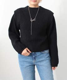 重ね着風 モックネック ニット