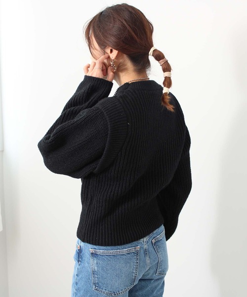 toucher du brise(トゥシェドブリーズ)の「重ね着風 モックネック ニット(ニット/セーター・レディース・カーキ/オフホワイト/ブラック/ピンク・M)」の13枚目の写真