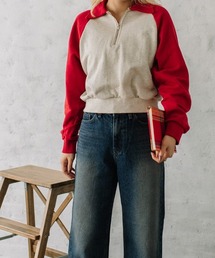 raglan sleeve zip sweat/ラグランスリーブジップスウェット