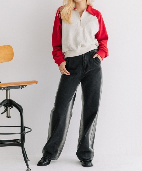 Flugge(フラッジー)の「raglan sleeve zip sweat/ラグランスリーブジップスウェット(スウェット・レディース・レッド/ネイビー・FREE)」の6枚目の写真