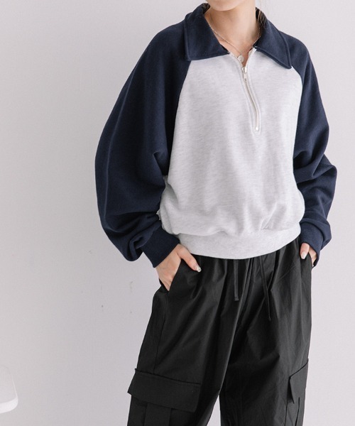 Flugge(フラッジー)の「raglan sleeve zip sweat/ラグランスリーブジップスウェット(スウェット・レディース・レッド/ネイビー・FREE)」の20枚目の写真