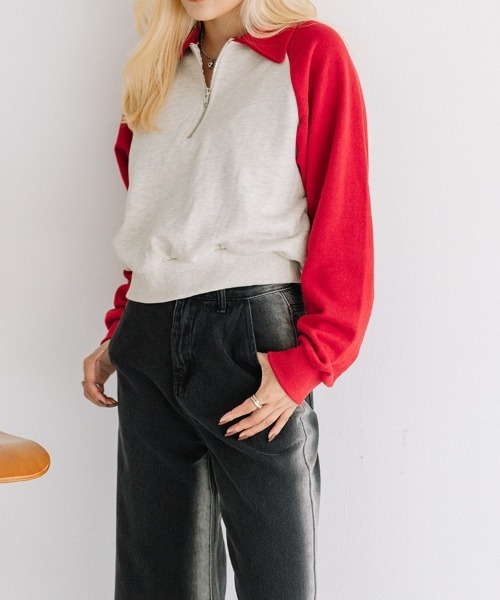 Flugge(フラッジー)の「raglan sleeve zip sweat/ラグランスリーブジップスウェット(スウェット・レディース・レッド/ネイビー・FREE)」の15枚目の写真