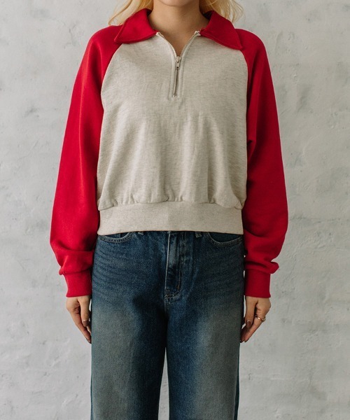 Flugge(フラッジー)の「raglan sleeve zip sweat/ラグランスリーブジップスウェット(スウェット・レディース・レッド/ネイビー・FREE)」の14枚目の写真