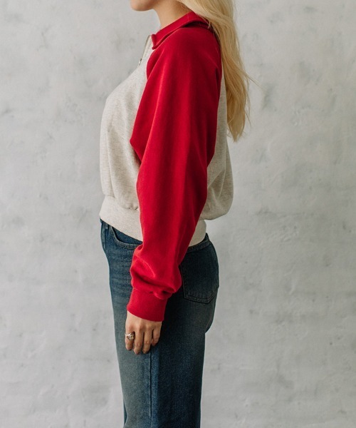 Flugge(フラッジー)の「raglan sleeve zip sweat/ラグランスリーブジップスウェット(スウェット・レディース・レッド/ネイビー・FREE)」の13枚目の写真