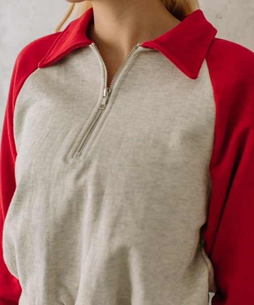 Flugge(フラッジー)の「raglan sleeve zip sweat/ラグランスリーブジップスウェット(スウェット・レディース・レッド/ネイビー・FREE)」の11枚目の写真