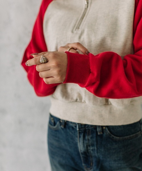 Flugge(フラッジー)の「raglan sleeve zip sweat/ラグランスリーブジップスウェット(スウェット・レディース・レッド/ネイビー・FREE)」の10枚目の写真