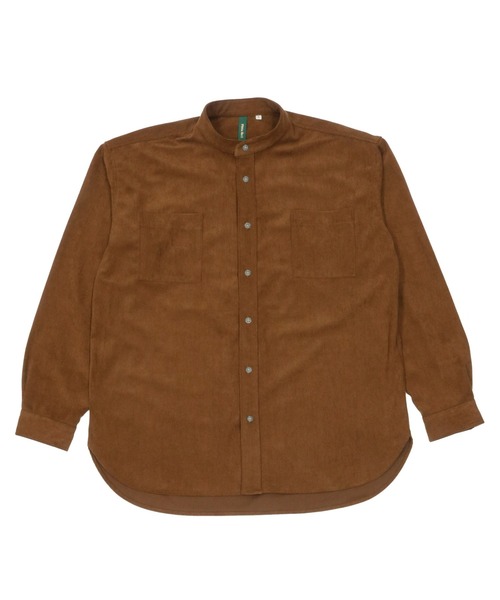 Pitta Re:)（ピッタリ）の「ラウンドテール スタンドカラー 長袖コーデュロイシャツ（シャツ/ブラウス・メンズ・ダークブラウン・LL/S/M/L）」の5枚目の写真