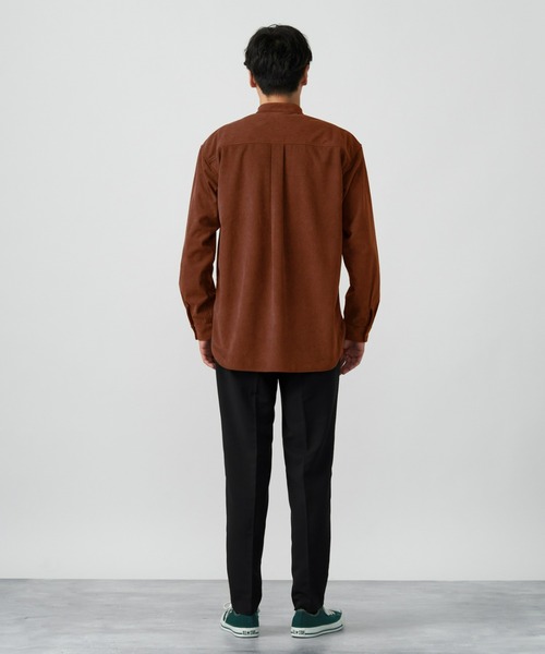 Pitta Re:)（ピッタリ）の「ラウンドテール スタンドカラー 長袖コーデュロイシャツ（シャツ/ブラウス・メンズ・ダークブラウン・LL/S/M/L）」の3枚目の写真