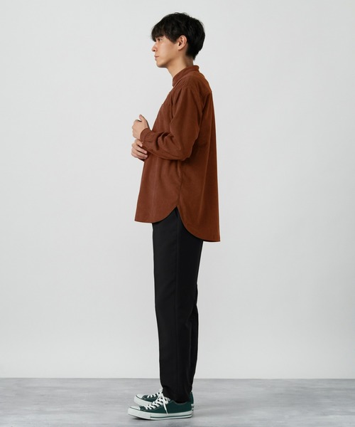 Pitta Re:)（ピッタリ）の「ラウンドテール スタンドカラー 長袖コーデュロイシャツ（シャツ/ブラウス・メンズ・ダークブラウン・LL/S/M/L）」の4枚目の写真