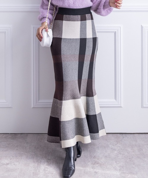 clear（クリア）の「ストレッチニットマーメイドスカート（スカート・レディース・パープル/ブラック/ブラック系その他・F）」の2枚目の写真