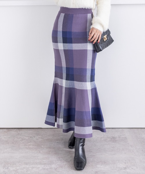 clear（クリア）の「ストレッチニットマーメイドスカート（スカート・レディース・パープル/ブラック/ブラック系その他・F）」の3枚目の写真